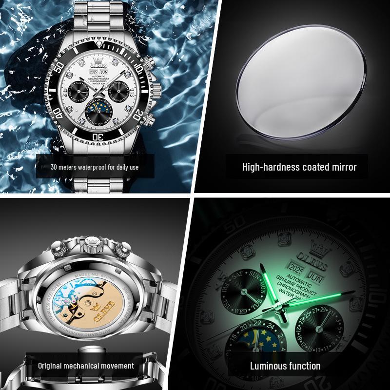 Olis Herren Automatikuhr Ewiger Kalender Daytona Panda Eye Mechanische Uhr