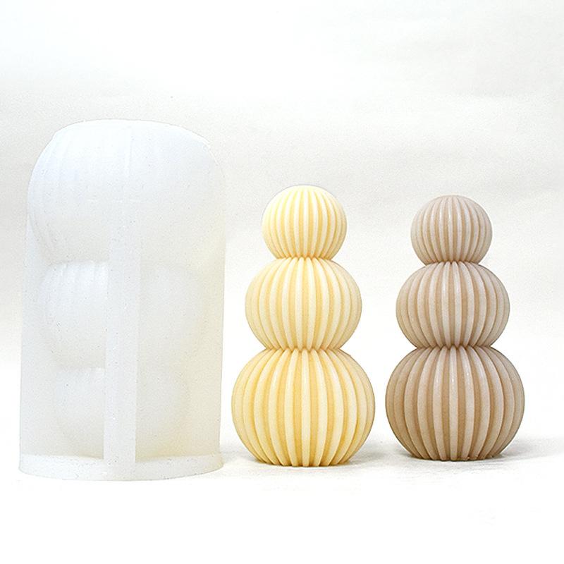 Ball Ribbed Christmas Tree Candle Molds Dinner Cake Silicone Mold Soy Wax Silicone Mould Christmas Home Resin Decor