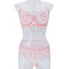 Conjunto de Lingerie Sexy Transparente Multicolorido Bordado Floral Francês Kajano para Mulheres - Coleção Outono