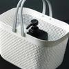 Storage Basket with Handles, Draining Holes, Breathable, Portable, Large Capacity, PP Material, Perfect for Bathhouses (White)