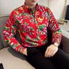 2024 Northeast Big Flower Design Men Shirt Chinese Style Long Sleeve Shirts Button Tops Trend Streetwear Casual Oversize Men 8XL