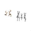 Elegant Reindeer And Bunny Family Figurine Set for Living Room Office Desk Display Table Centerpiece