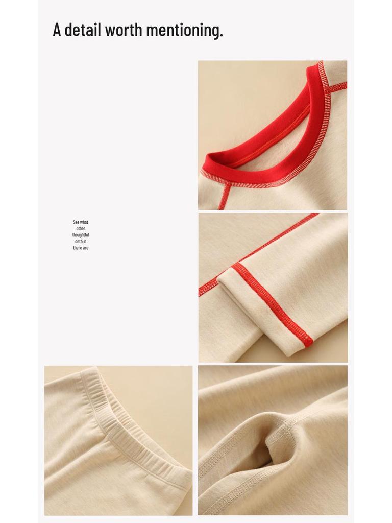 Silk & Cashmere Red Thermal Underwear Set for Kids - 2025 Zodiac Winter Style