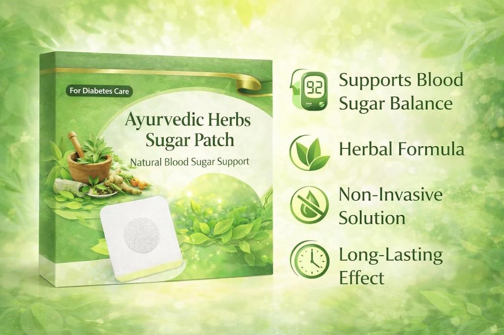 Ayurvedic Herbs Sugar Patch for Diabetes Care | Natural Herbal Blood Sugar Support Patch | Easy Daily Wellness Patch for Men & Women | Long Lasting