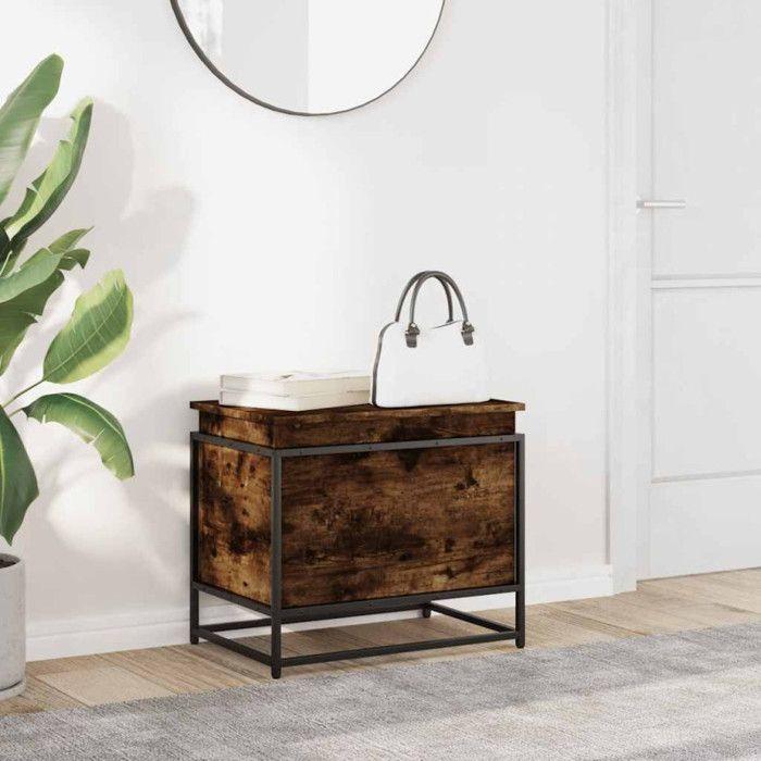 Boîte de rangement avec couvercle chêne fumé bois d ingénierie