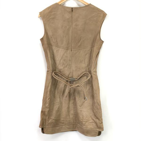 ESCADA SPORT Genuine Lamb Leather Sleeveless Dress 36 S Mini Knee Length Brown Dress(USED)