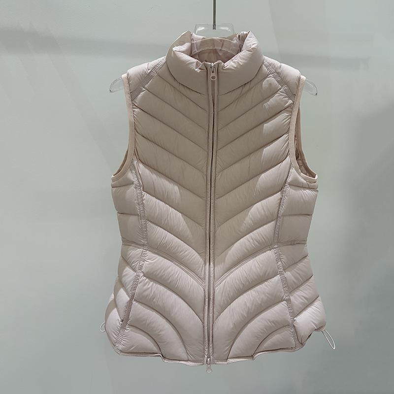 New White Duck Down Down Vest Women's Stand-up Collar Slim and Thin Small Waist Ribs Vest Jacket