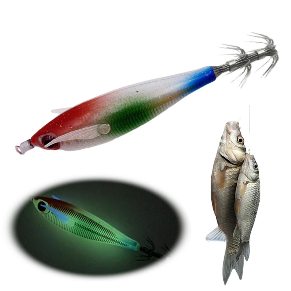 Luminous Artificial Squid Hook Bionic Shrimp Baits Wood Shrimp Cuttlefish Hard Bait for Cuttlefish Sea Fishing