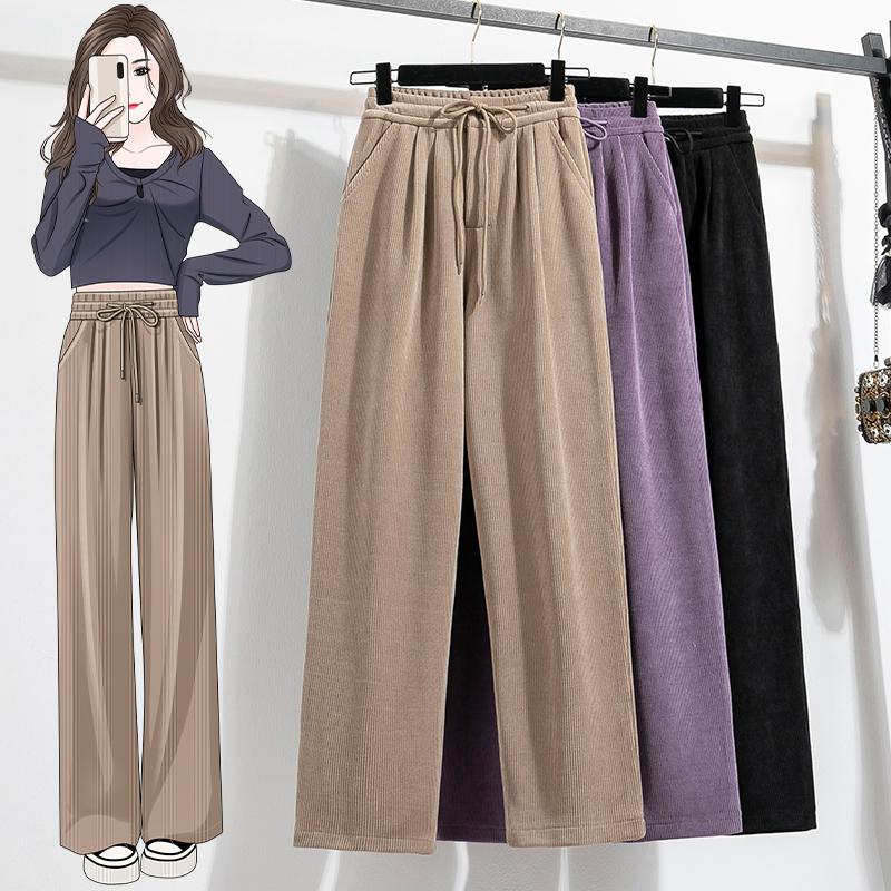 DIMANAF 2025 Plus Size Autumn Long Pants Women Elastic Loose Vintage Solid Cotton Loose Full Length High Waist Female Basic Big Trousers Pants