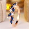 Elegant Rose Gold Color Marquise Blue Zircon Ring for Women Daily Wear and Wedding