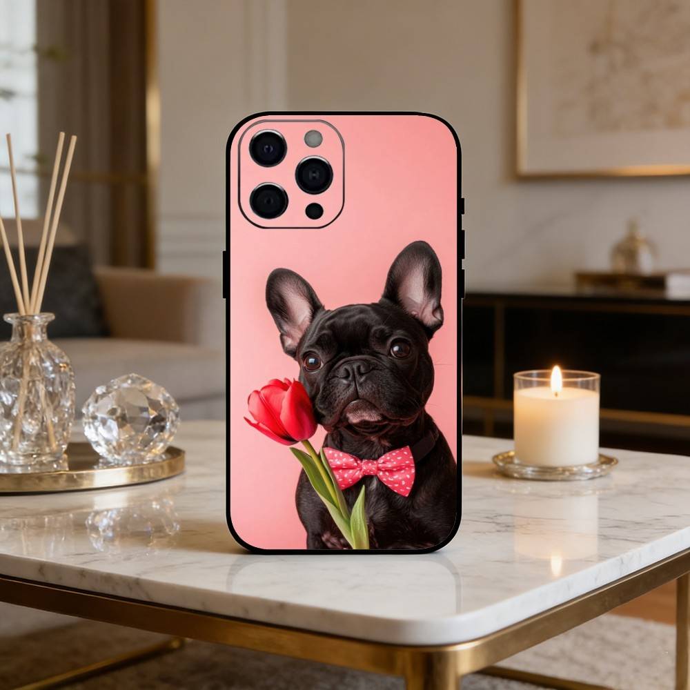 F-Frenchies Französische Bulldogge Hund Handyhülle Für iPhone17,16,15,14,13,12 Plus,Max Weiches Silikon Schwarze Hülle
