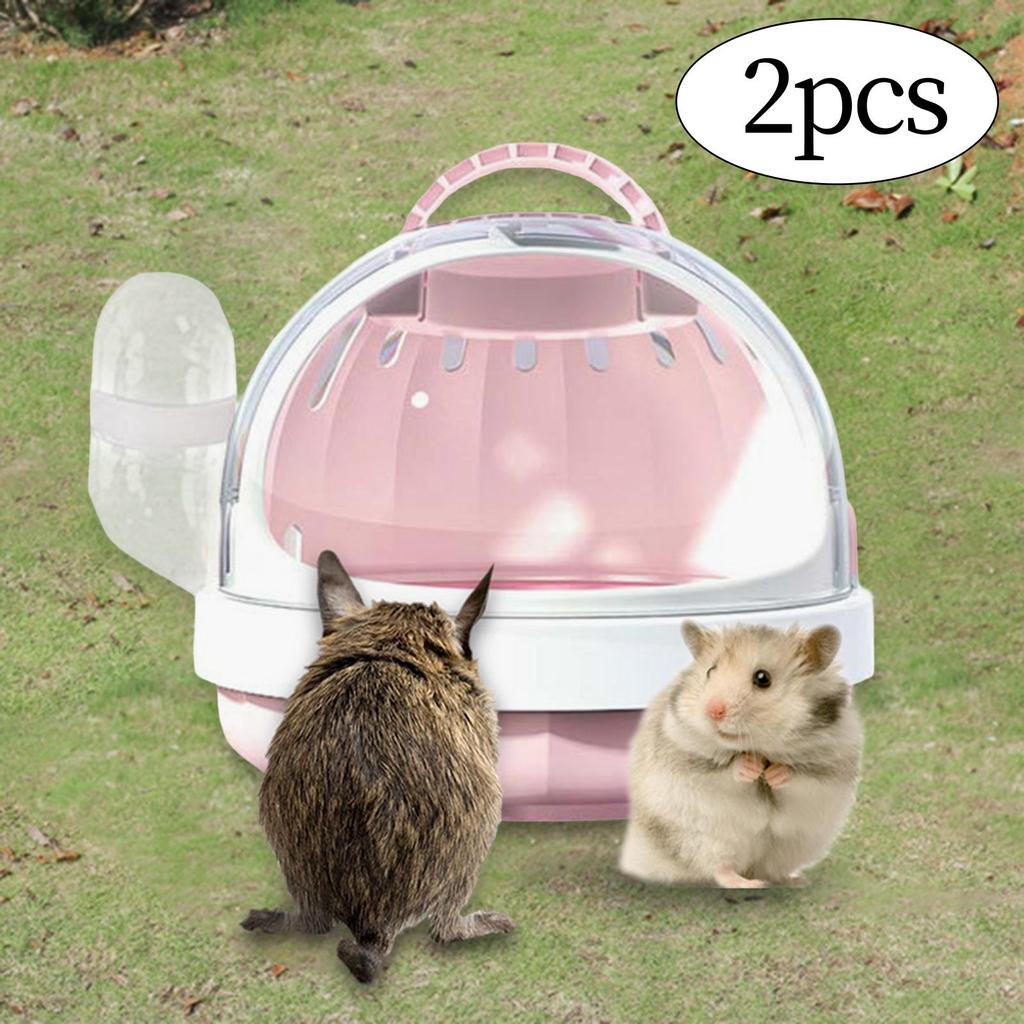 2Pcs Hamster Carrier Cage Clear for Small Animals Chinchilla Dwarf Hamster