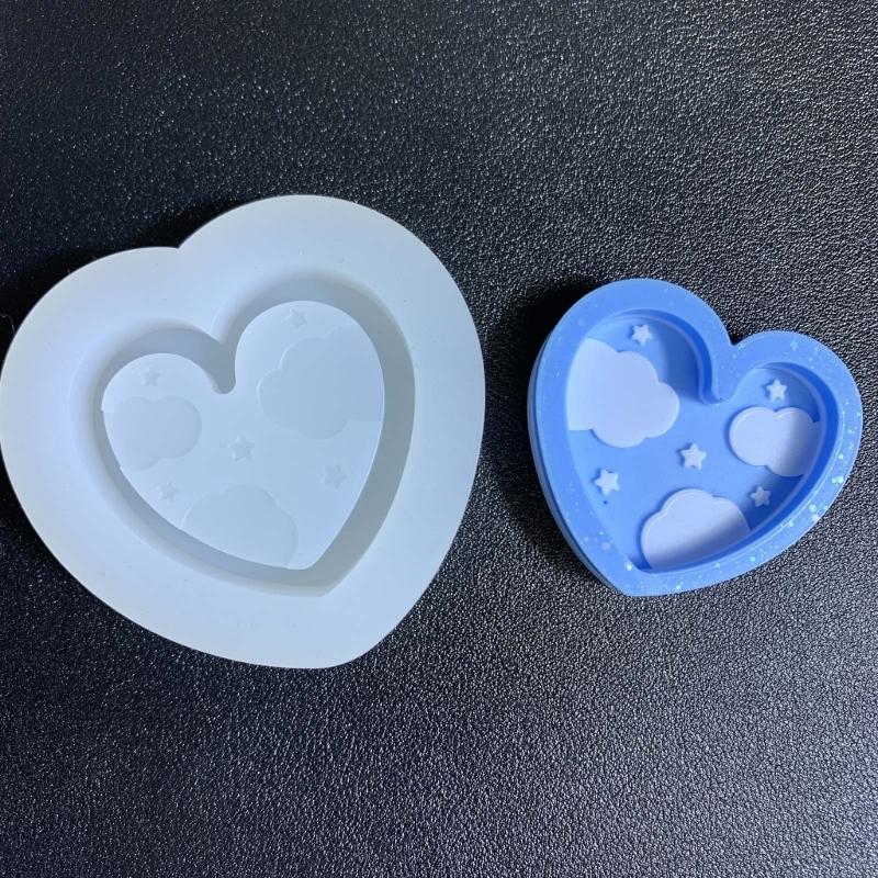 Silicone Quicksand Mold Starry Star Cloud Love Heart Shape Epoxy Resin Casting Tool for Handmade DIY Pendant Craft