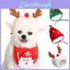 Festliches Hunde Katzen Weihnachts Hut Lätzchen Set – Rot/grün/weiß Polyester