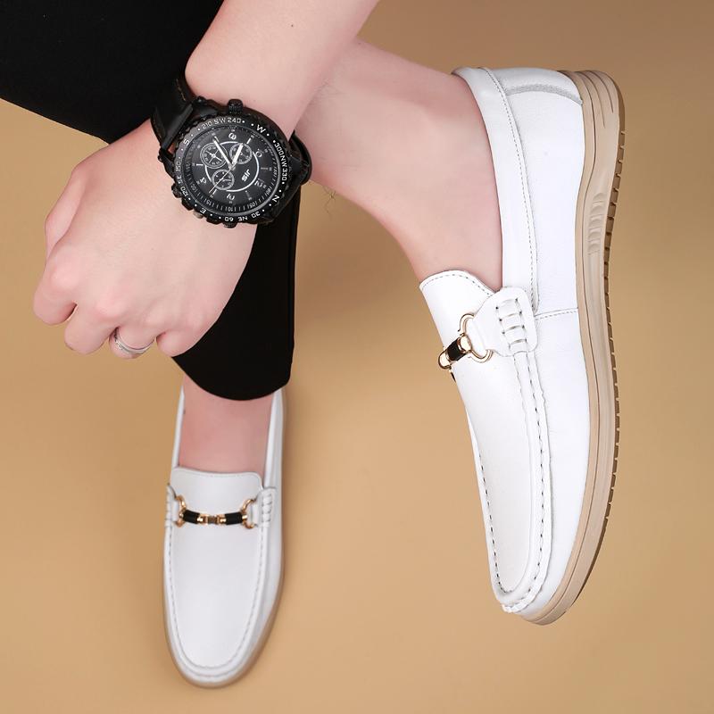 Luxury Brand White Loafers Men's Leather Shoes Designer Shoes Soft Sole Comfortable Casual Dress Shoes High Quality Moccasins
