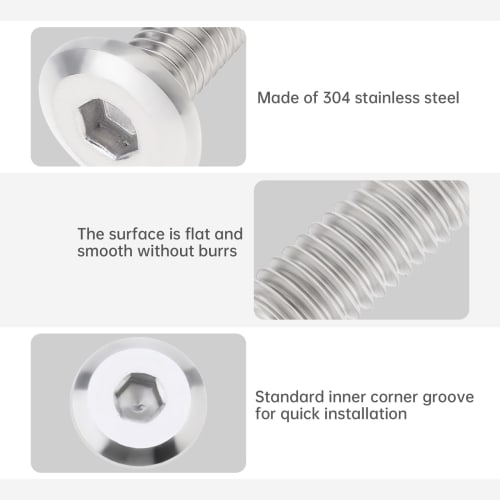 Smgda 20-Pack M6 X 15mm Flat Head Socket Cap Screws, Flat Head Bolts with Nuts, Washers, and Allen Wrench, 304 Stainless Steel Bright Finish Hex Socke