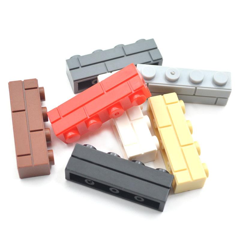 30pcs Wall Striped Bricks MOC 1x4 Building Blocks Toys Palace Castle Creative Figures Military House Wall Transparency Parts