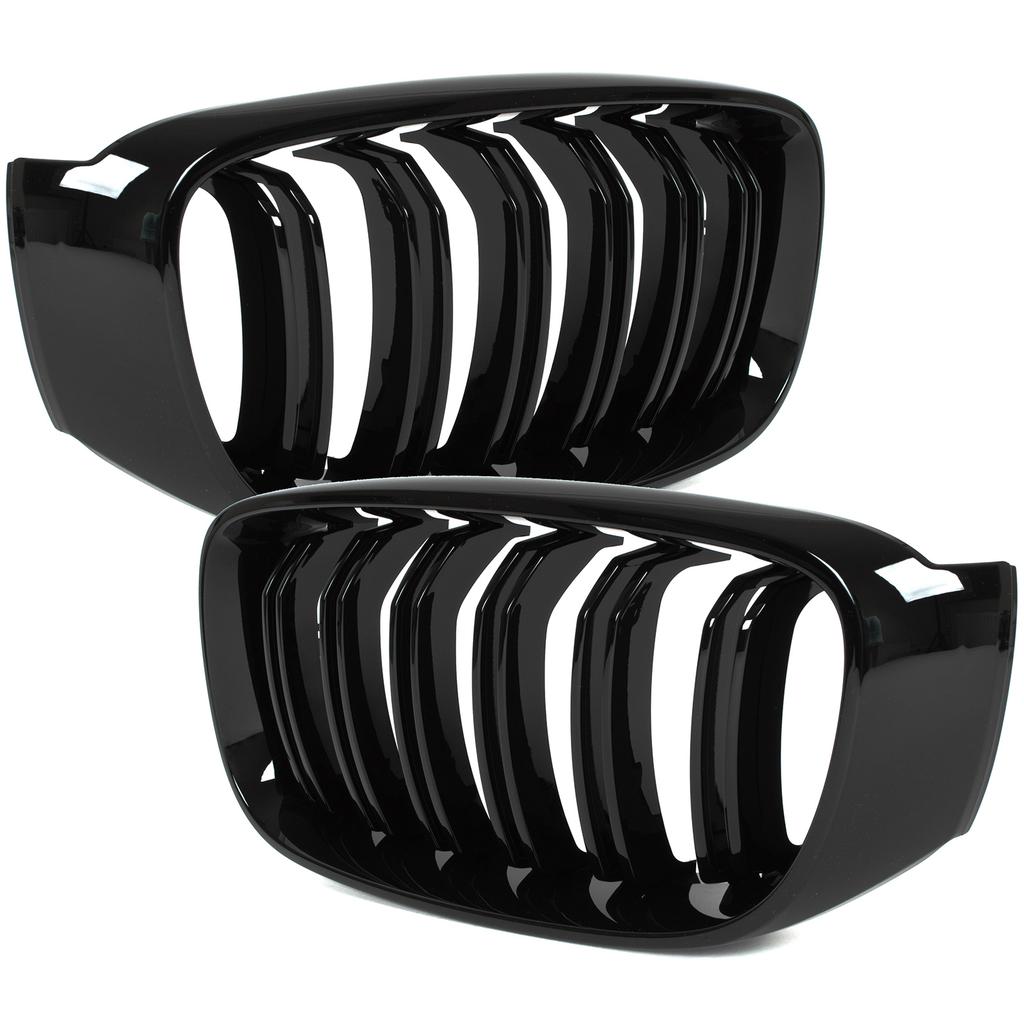 BMW 3 F34 GT 13-20 Grilles Between the Headlights (kidneys) Left + Right Set BLACK GLOSSY DOUBLE BAR