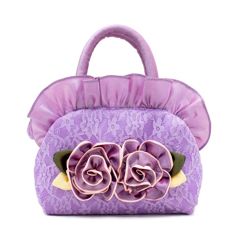 Women Summer Portable Cloth Bag Sweet Lace Flower Small Bag Zipper Mobile Phone Bag