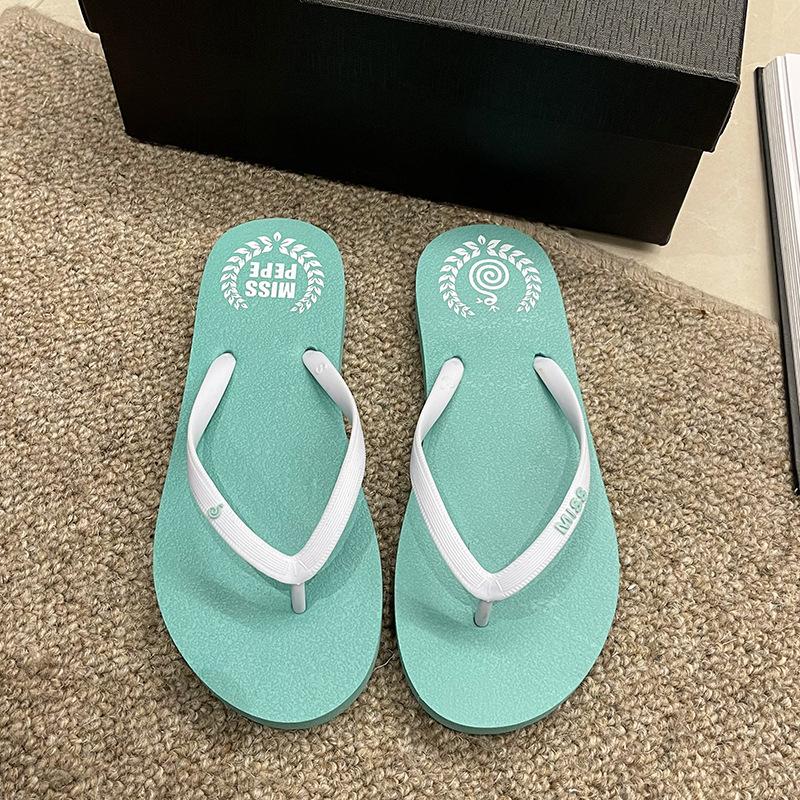 Simple flip-flops women's summer non-slip outer wear new cartoon flat-bottomed seaside beach cool slippers