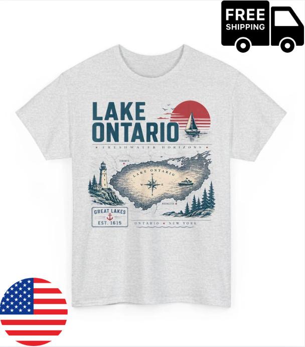 Lake Ontario Map Vintage Lake Ontario Est 1615 T-Shirt