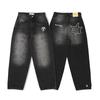 Streetwear Jeans Y2K Mens Pants Harajuku Hip Hop Letter Embroidery Vintage Blue Baggy Jeans High Waist Wide Leg Trouser