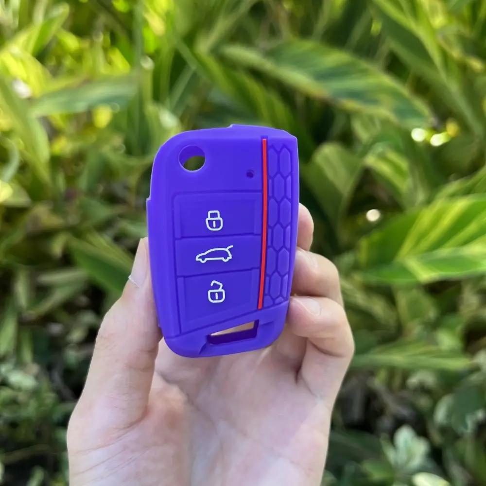 3 Button Silicone Car Key Case Cover for Volkswagen VW Polo Golf 7 MK7 for Skoda Octavia Combi SEAT Leon Ibiza CUPTRA Keychain