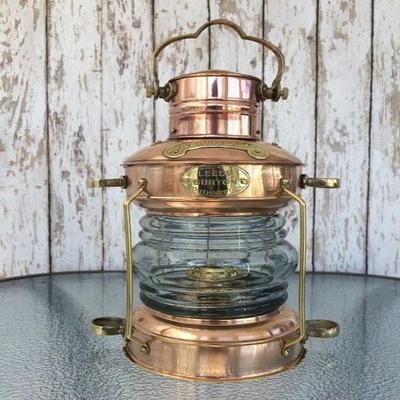 Mosiężna, miedziana kotwica Lampa naftowa Morska latarnia morska Latarnia do łodzi 33,02 cm