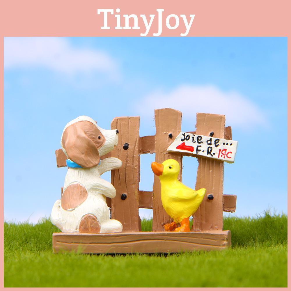 Cartoon Cute Fence Duck Dog Mini Model Ornament For Home And Garden Decoration