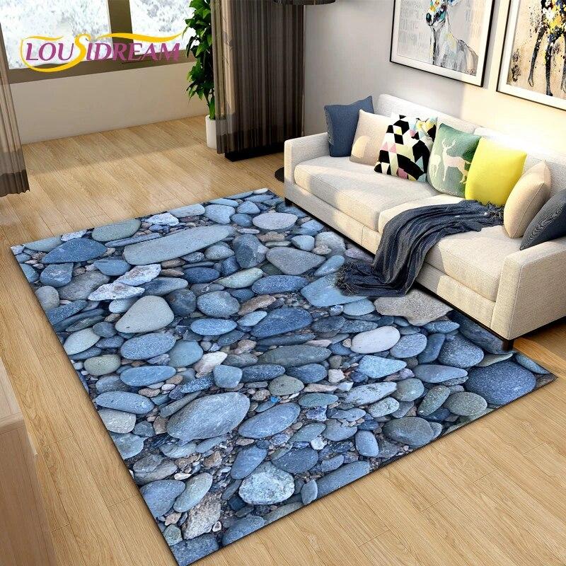 3D Color Cobblestone Stone Area Rug,Carpet Rug for Living Room BedRoom Decoration,Kitchen Doormat Bathroom Anti-slip Floor Mat