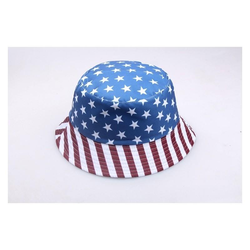 Summer Sun Protection Fisherman Hat With Dualside Us Flag Design For Women