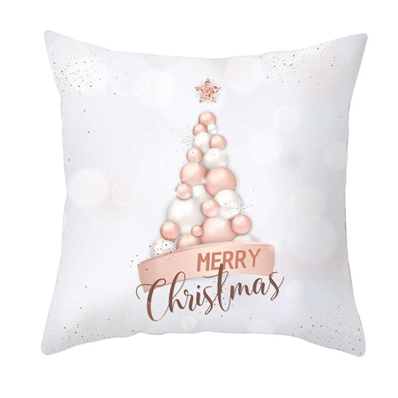 Santa Claus Christmas Ornament Print Pattern Cushion Cover Home Living Room Sofa Decoration Square Polyester Pillow Pillow Cover