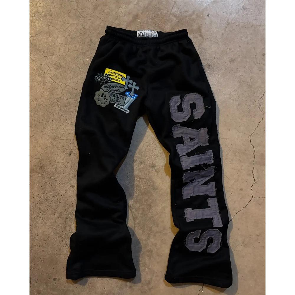 ZYLLO Y2K Streetwear Sportovní kalhoty Pánské Dámské Hip Hop Retro Výšivka písmen Sestřihované Ležérní kalhoty Strečové S vysokým pasem Joggingové kalhoty