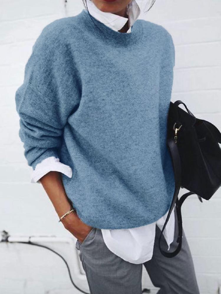 A Long-sleeved Sweatshirt with A Collar and A Fake Two-piece Sweater Coat for A Woman
