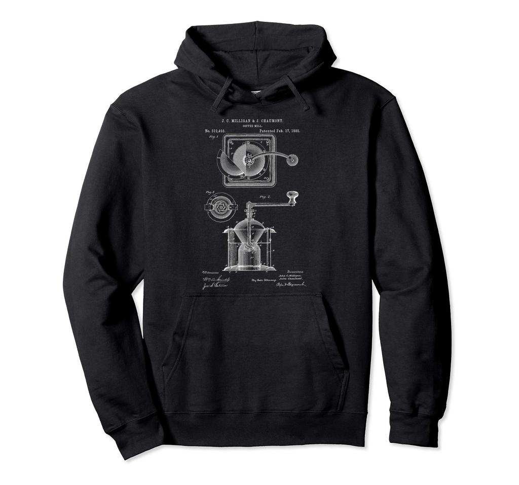 1885 Coffee Mill Grinder Coffee Lover Print Hoodie