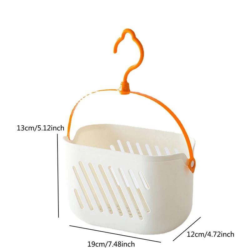 1pc Hanging Shower Toiletry Bath Kitchen Baskets Tub Corner Organizer Dorm Tote Hooks Rack Hangable Storage Basket with Hook