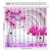 Rideau de douche Orchidée Orchidée Rose Reflet de l'eau Tunnel Art Design Fantaisie Décor Élégant Tissu Imperméable Ensemble Rideau de Bain