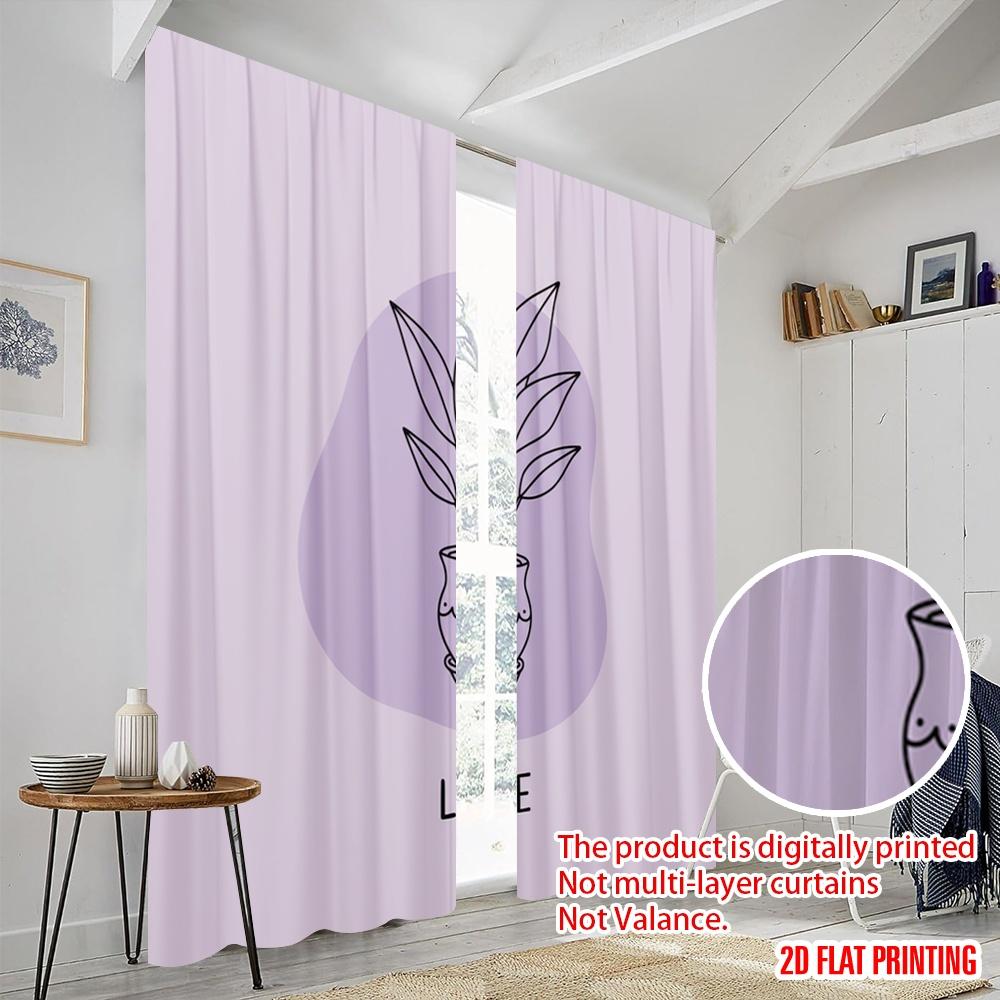 2 Stück 2D Flachdruck Szene Vorhang Blumentopf Liebe 100% Polyestergewebe Ohne Strom Festlich Feiertag für Klassenzimmer