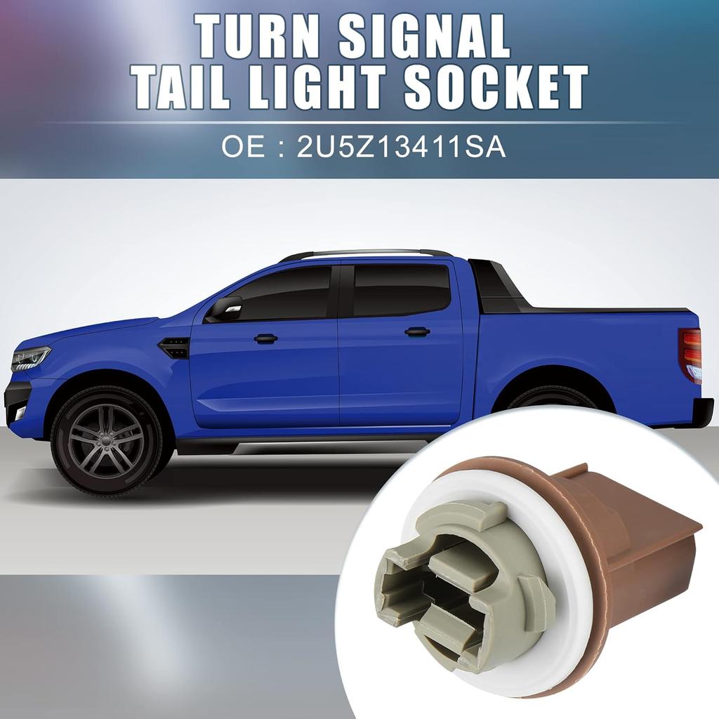 Turn Signal Tail Light Socket 2U5Z13411SA Tail Lamp Plug Connectors Holder Brown for Ford F150 F20 F350 2014-2016 (Set of 2)