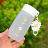 Water bottle summer fresh daisy water cup flower with lanyard plastic cup portable cup household plastic cup
