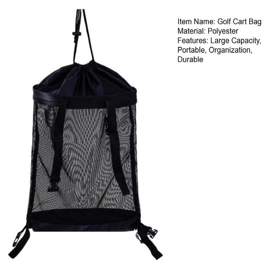Geantă de depozitare pentru cărucior de golf cu împingere, Geantă extensie spate pentru cărucior de golf, Organizator portabil pentru cărucior cu împingere și tragere, Geantă plasă pentru cumpărături