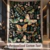 Butterflies Floral Elegance 4 Theme Wall Tapestry Customized With Name Text Personalized Hanging Tapestry For Bedroom Living Room Decor