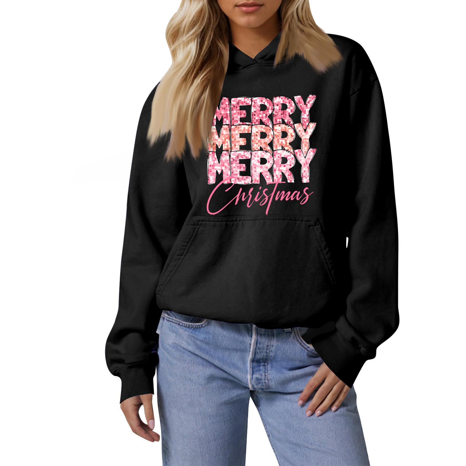 

Женская мода, женский легкий пуловер с длинными рукавами и карманами, толстовка с капюшоном в стиле консервативного стиля L чёрный