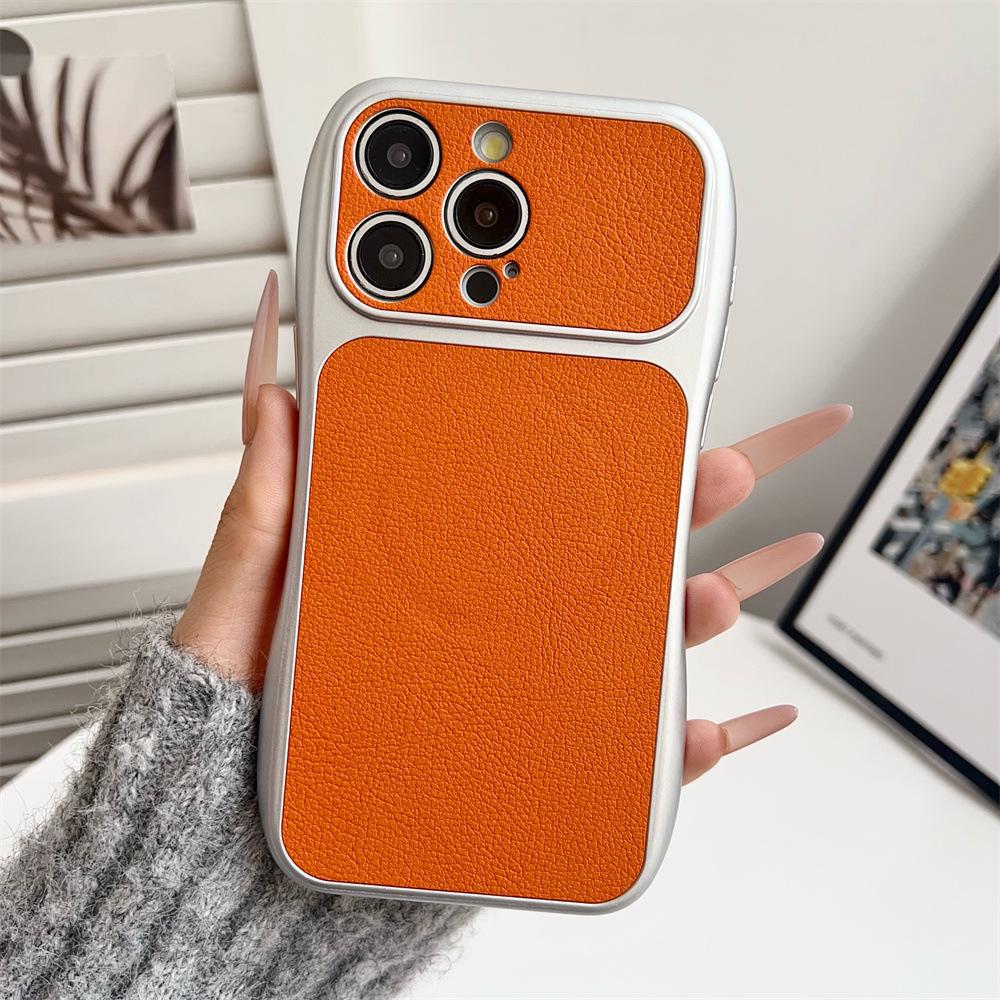 

Slim Waist Lychee Pattern Magnetic Case for iPhone 14/13 PRO MAX - Anti-Fall Protection iPhone 17 Pro оранжевый
