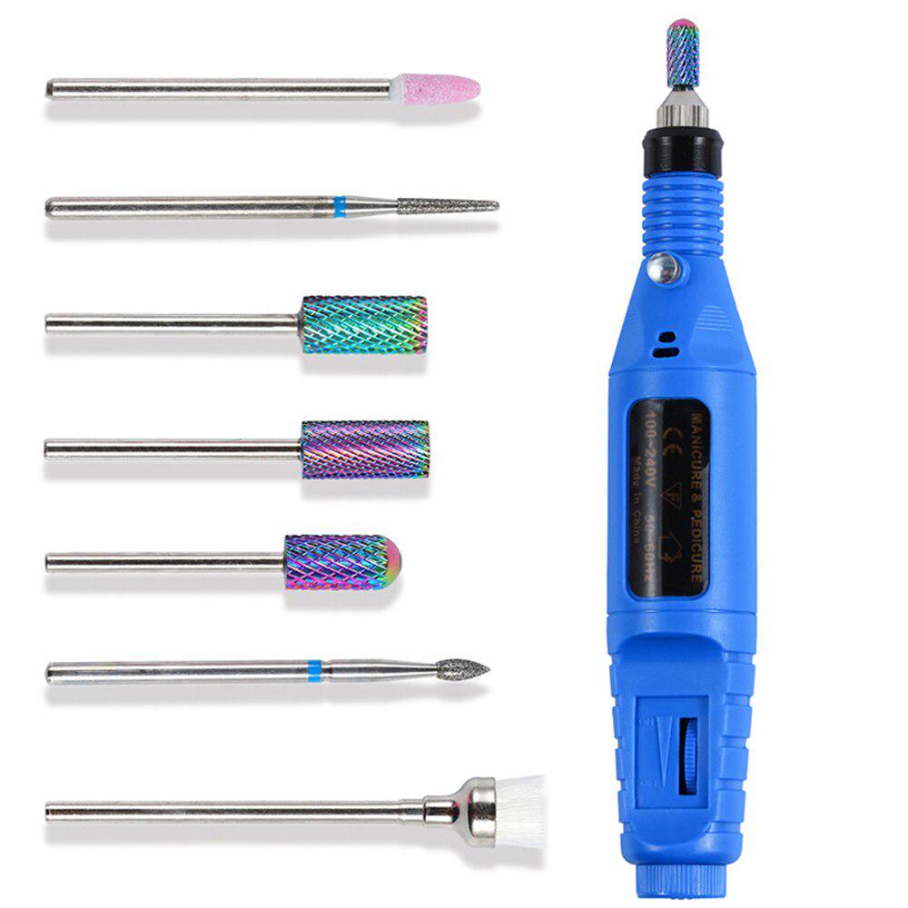 Set de burghie pentru unghii din ceramică cu diamant, 7 bucăți, freză, mașină de manichiură, gel pentru îndepărtarea instrumentelor de pedichiură