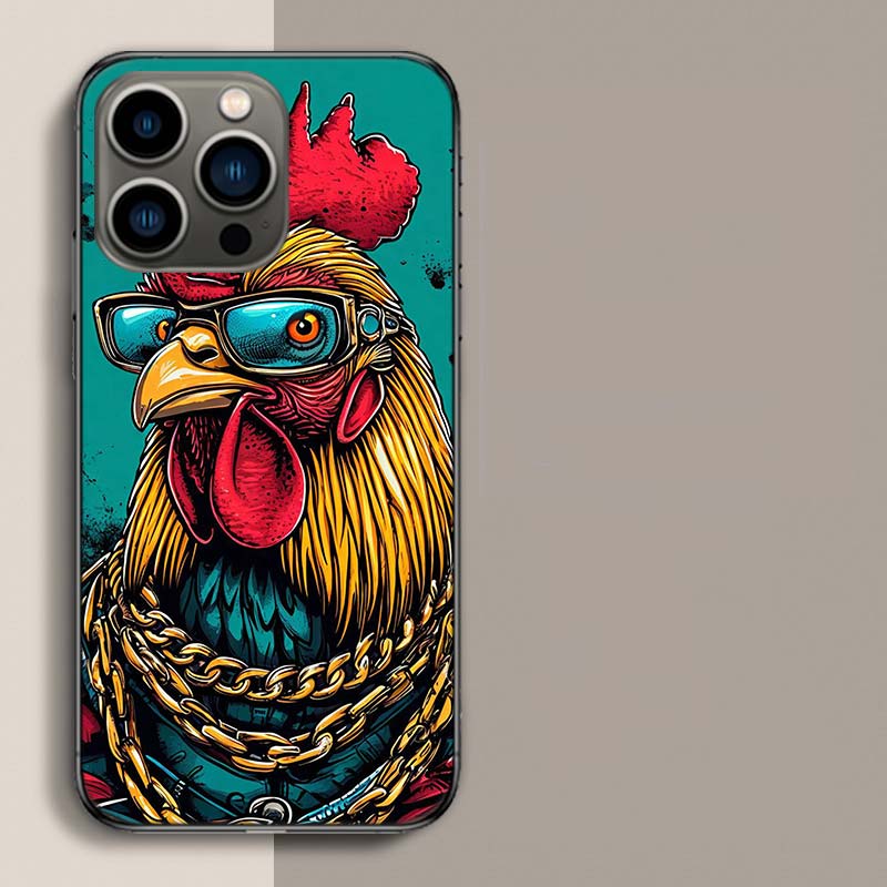 Cool Rooster Making Money Phone Case For Iphone 17 Air 15 Pro 14 Plus 16 Pro Max 17E 16E 12 13 Mini 11 Cover Cute Fundas