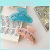 Elegant French Style Large Shark Clip Hair Accessory With Colorful Floral Design For Trendy Women