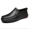 Fashion Business Genuine Leather Men Shoes Summer Slip on Loafers Breathable Men Casual Leather Shoes Black Flats Driving Shoe Moccasins