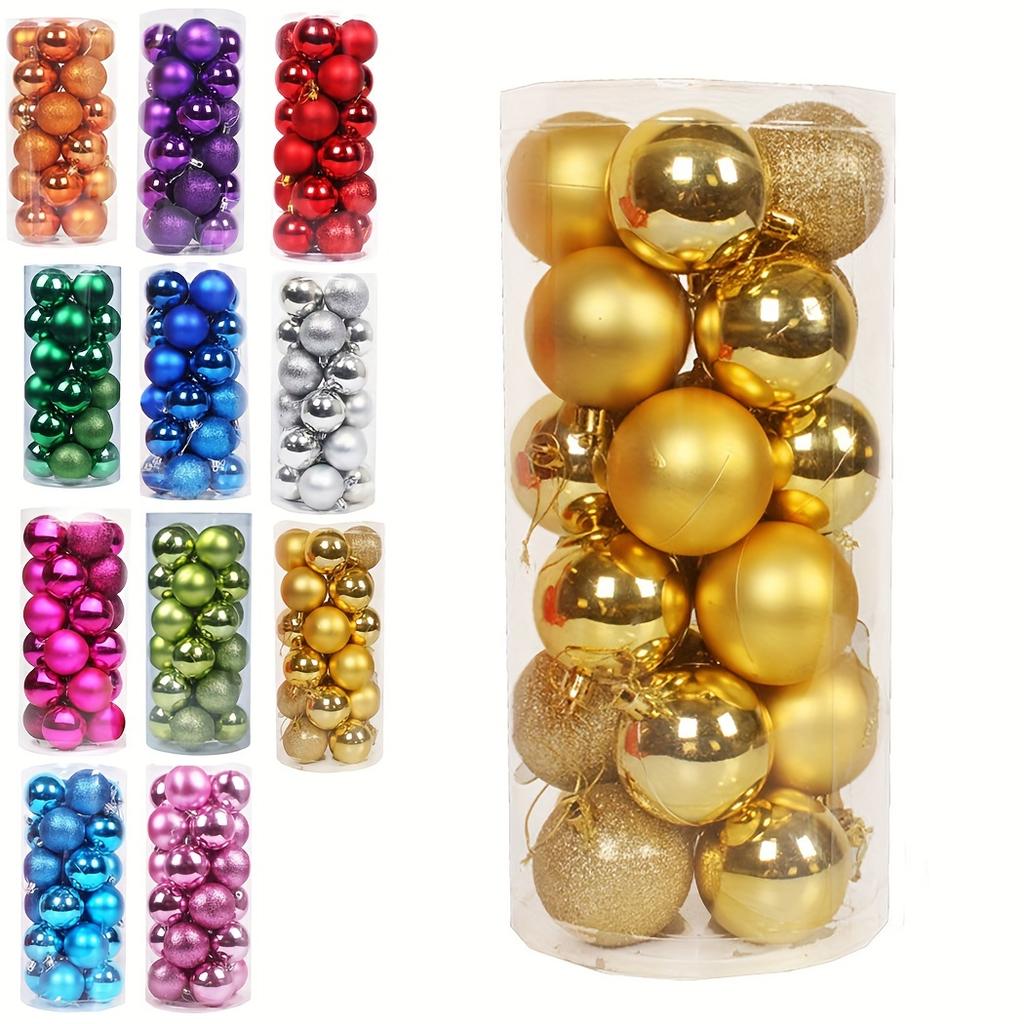 24pcs Large Christmas Hanging Ball Ornaments for Holiday Party Decorations, Xmas Tree Decorations with Festive Colors