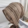 New black and white texture hollow knitting stack hat niche hand crochet confinement hat lazy hat